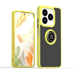 Matte Finish Phone Case with Ring Bracket and Stylish Design for Nubia V60 Design 4G (Yellow)