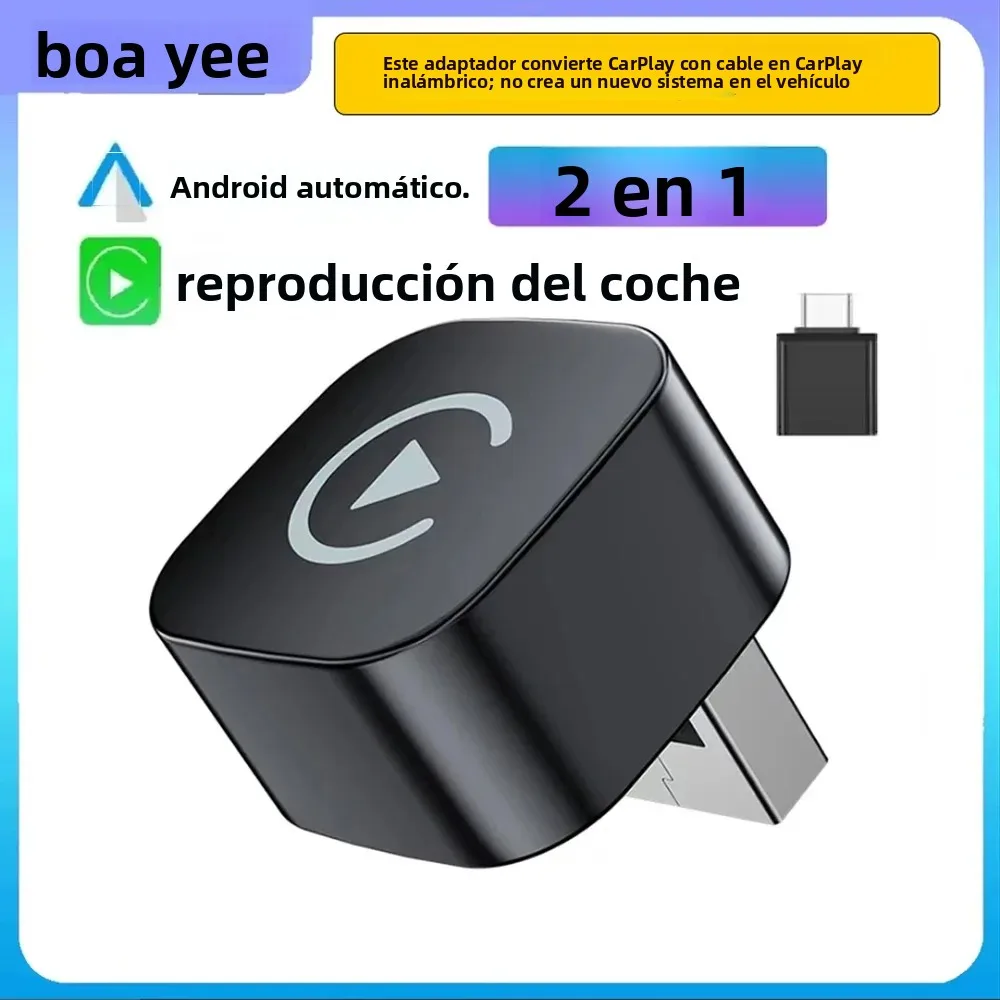 Adaptador Carplay inalámbrico 2 en 1 para iPhone, android, auto, apple, Carplay inalámbrico, Mini USB, Ai Box, Carplay para Toyota, Volvo, Hyundai 1