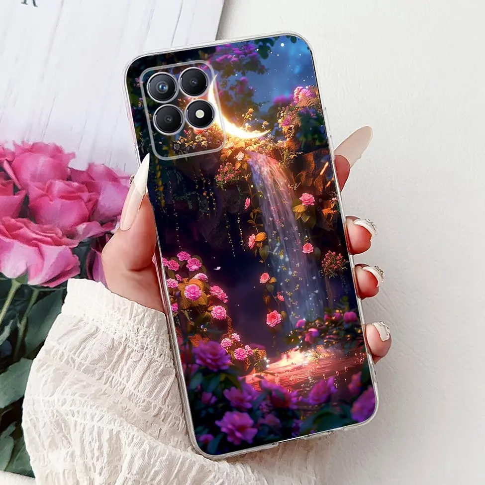 Luxury Butterfly and Love Flowers Clear Phone Case - Cool Painted Design