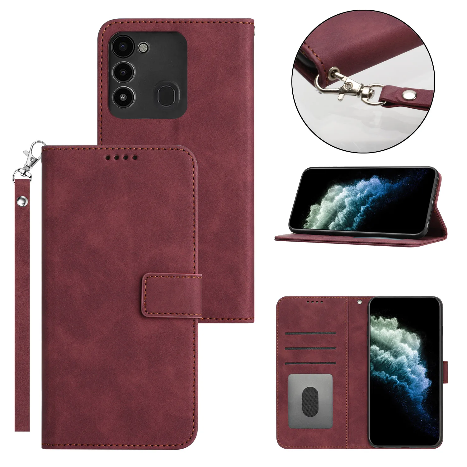 

Кошелек кожаный высокого качества, 10 шт., для Tecno Spark 10 9 8 Pova 4 3 LF7n Camon 19 Pro Go 2022 KG5 Pova 2 LE7 Phantom X AC8