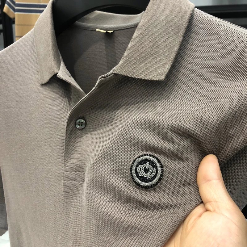

Top Luxury Crown Pattern Men's Polo Shirt 2023Summer New Print Lapel T-shirt Korea Casual Sports Short Sleeve Versatile Fit Wear