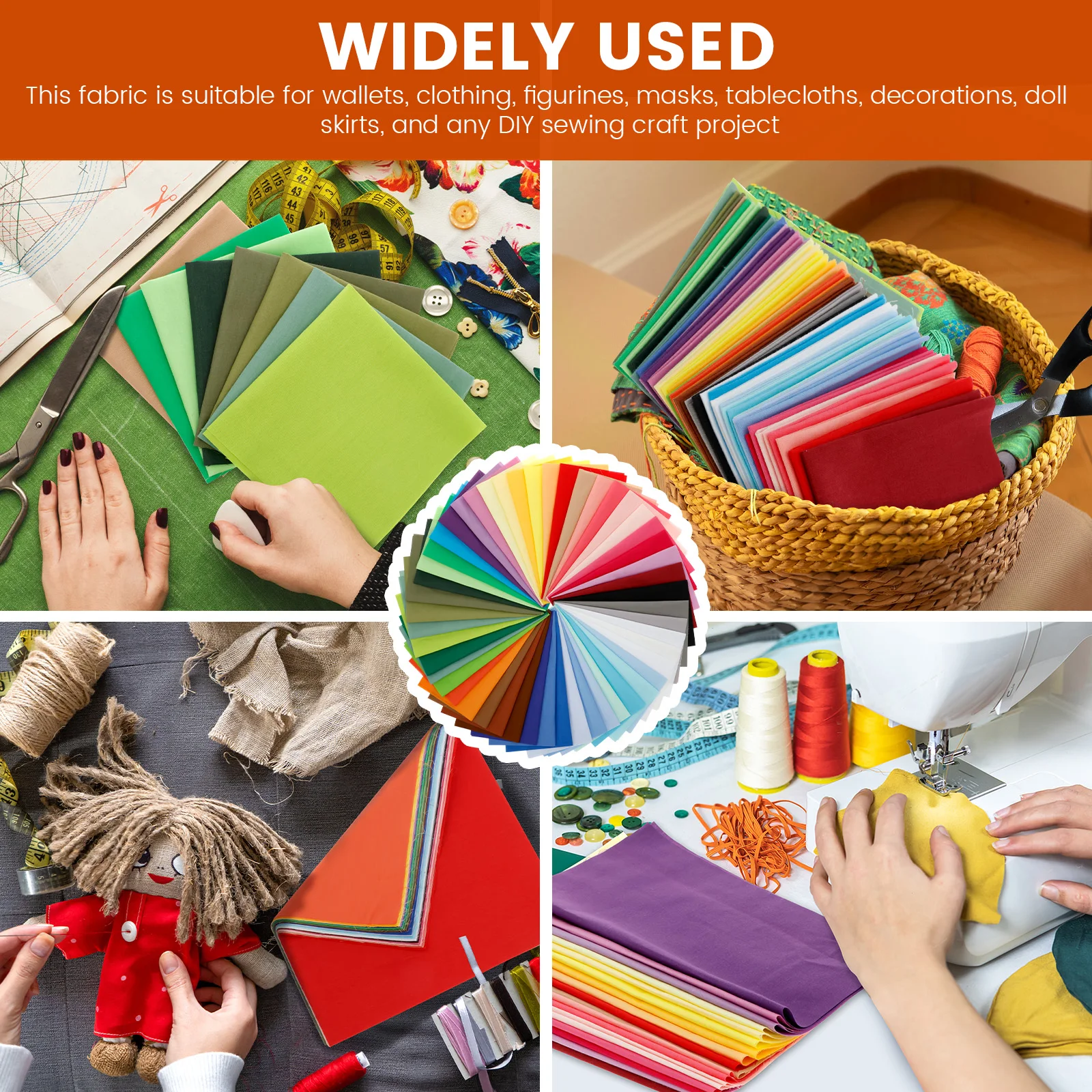 50Pcs Cotton Fabric Squares Fabric Bundles Vibrant Color Cotton Cloth Patchwork Scrap for DIY Craft Quilting and Sewing