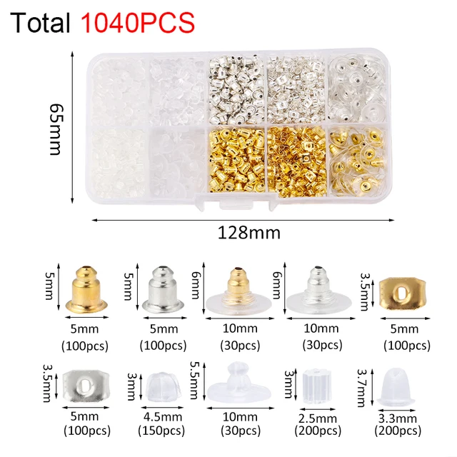 450-1450pcs/Box Jewelry Making Kits Lobster Clasp Open Jump Rings End Crimps Beads Box Sets Handmade Bracelet Necklace Findings L8 Earring back