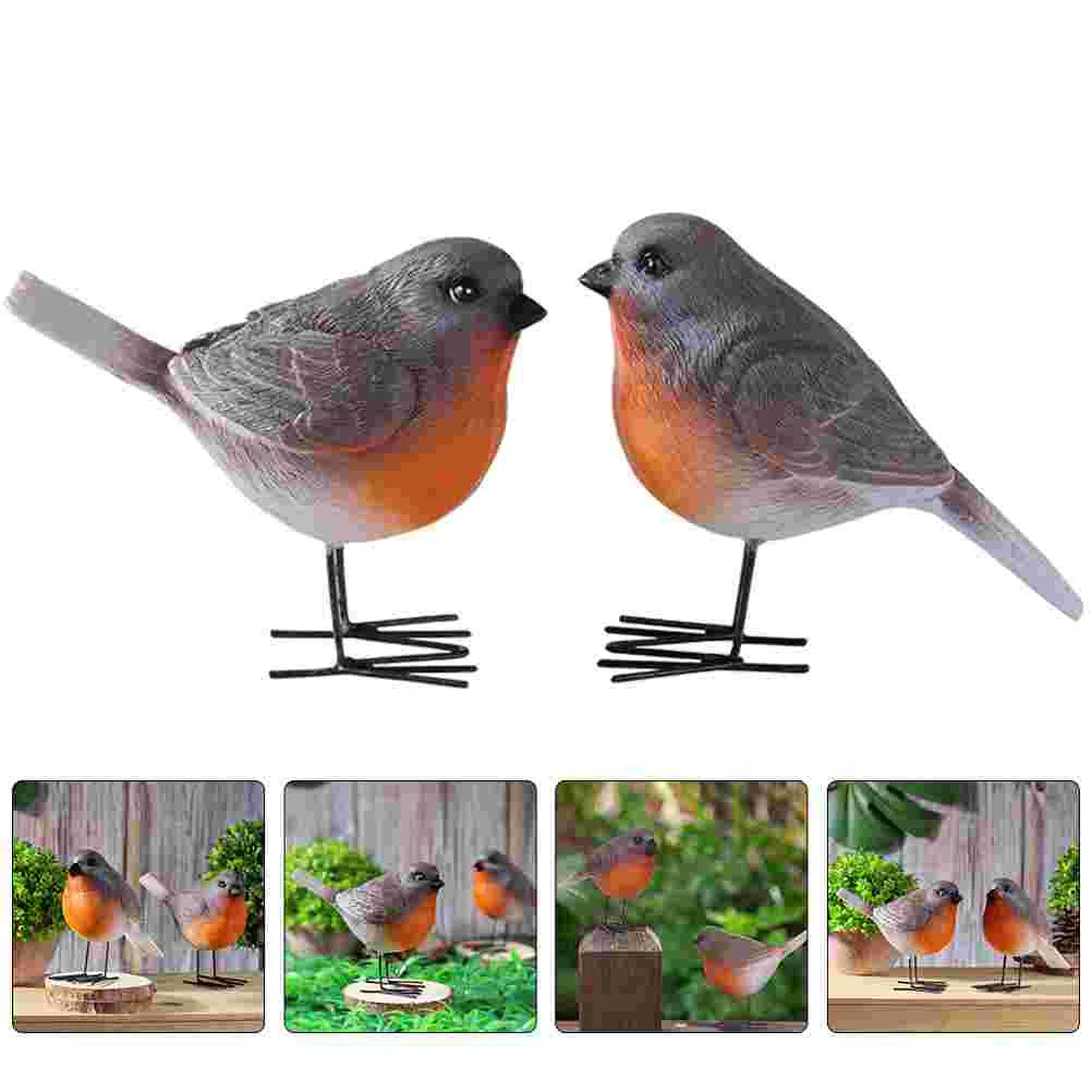 

2pcs Bird Statue Bird Figurine Bird Decoration Resin Bird Model Decorative Bird Decor