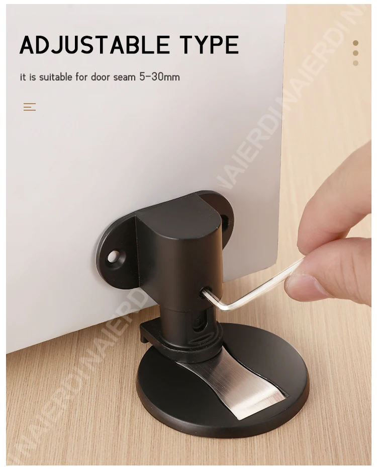 NAIERDI Magnetischer Türstopper aus Aluminiumlegierung, verstellbarer, stanzfreier Türstopper, robuster Magnet-Türhalter, verhindert Kollisionen – Detail 12
