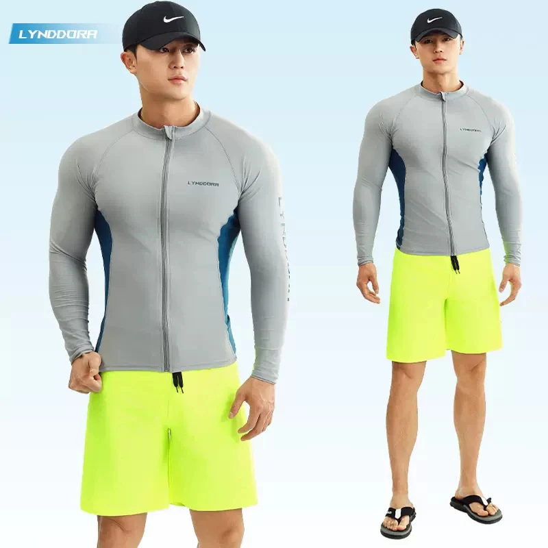 SAILBEE UV Protection Lycra Rashguard Men Long Sleeve Swimsuit Swim Rash Guard Quick Dry Surf Driving T Shirt For New Swimming