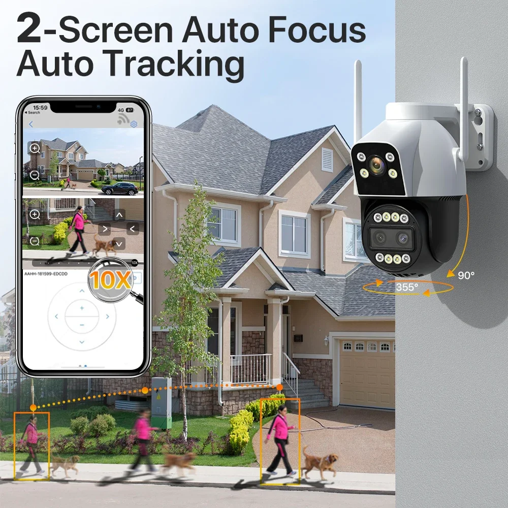Wifi surveillance camera SIM Card 4G PTZ dome camera 4K 6MP HD 10X zoom outdoor wireless WIFI CCTV security camera two way audio P2P CamHi Pro