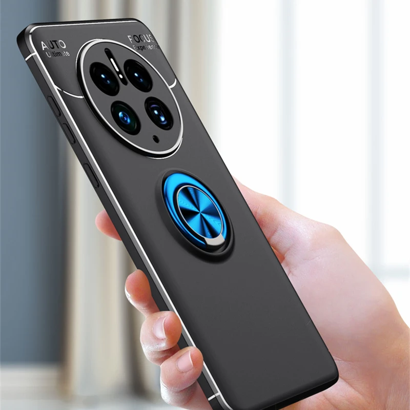 

For Huawei Mate 50 Pro Case Cover Huawei Mate 50 Pro Capas Bumper TPU Soft Ring Magnetic Holder Cover Huawei Mate 50 Pro Fundas