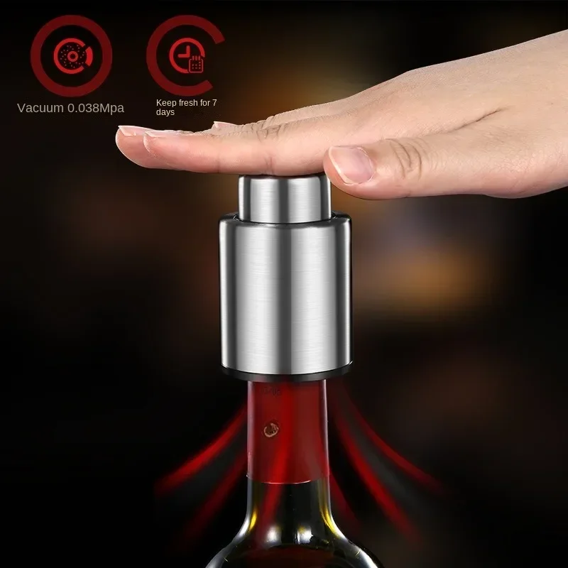 

Wine Plug Vacuum Retain Freshness Champagne Stopper Red Wine Stopper Stainless Steel Wine Bottle Cap Leak-Proof Sealing