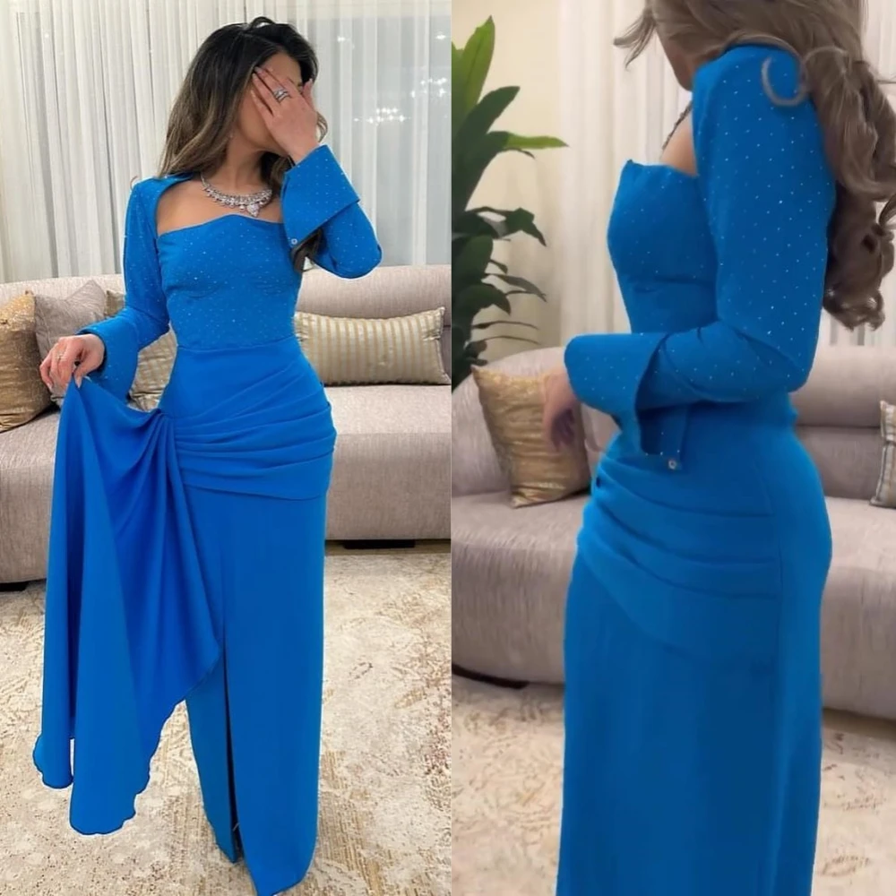 Prom Dress Satin Pleat Prom A-line Square Neck Bespoke Occasion Dress Ankle Length Saudi Arabia prom dress saudi arabia prom dress satin pleat formal evening a line o neck bespoke occasion dresses ankle length saudi arabia