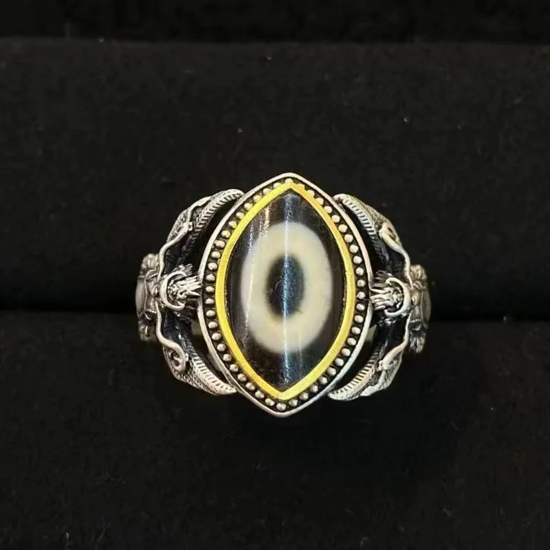 

SR Tibetan Heavenly Pearl Ring Appearance Silver Exquisite Inlaid Ethnic Style Retro Advanced Sense Index Finger Ring Ring