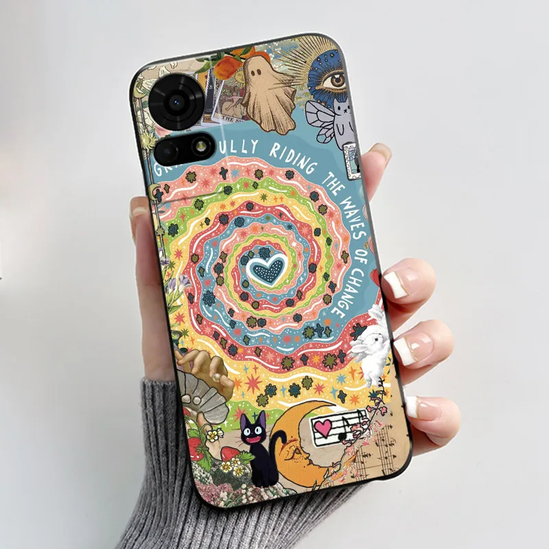 Cute Cartoon Soft Silicone Protective Phone Case - Black