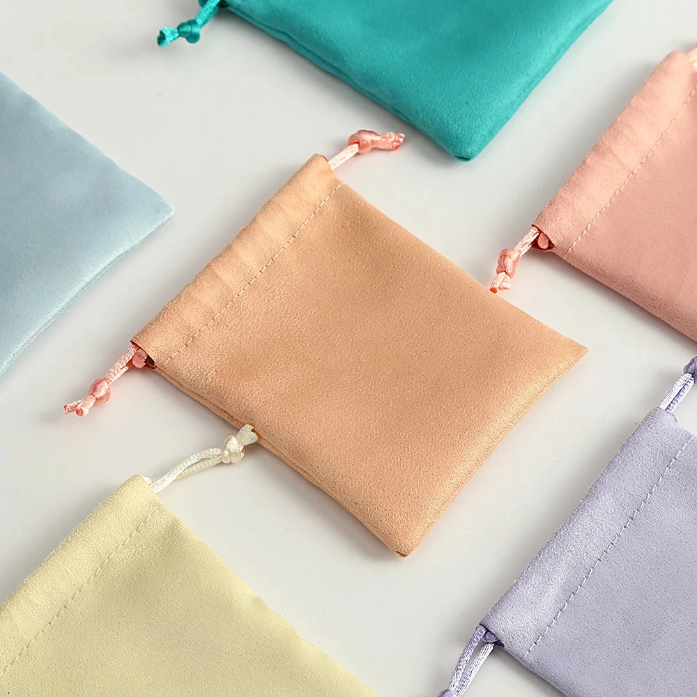 50 Stück schöne Flanell-Schmuckbeutel mit Kordelzug, Samt, Business-Verpackungsbeutel, Ring, Ohrring, Hochzeitsgeschenk, Aufbewahrung, personalisierter Sack – Detail 9