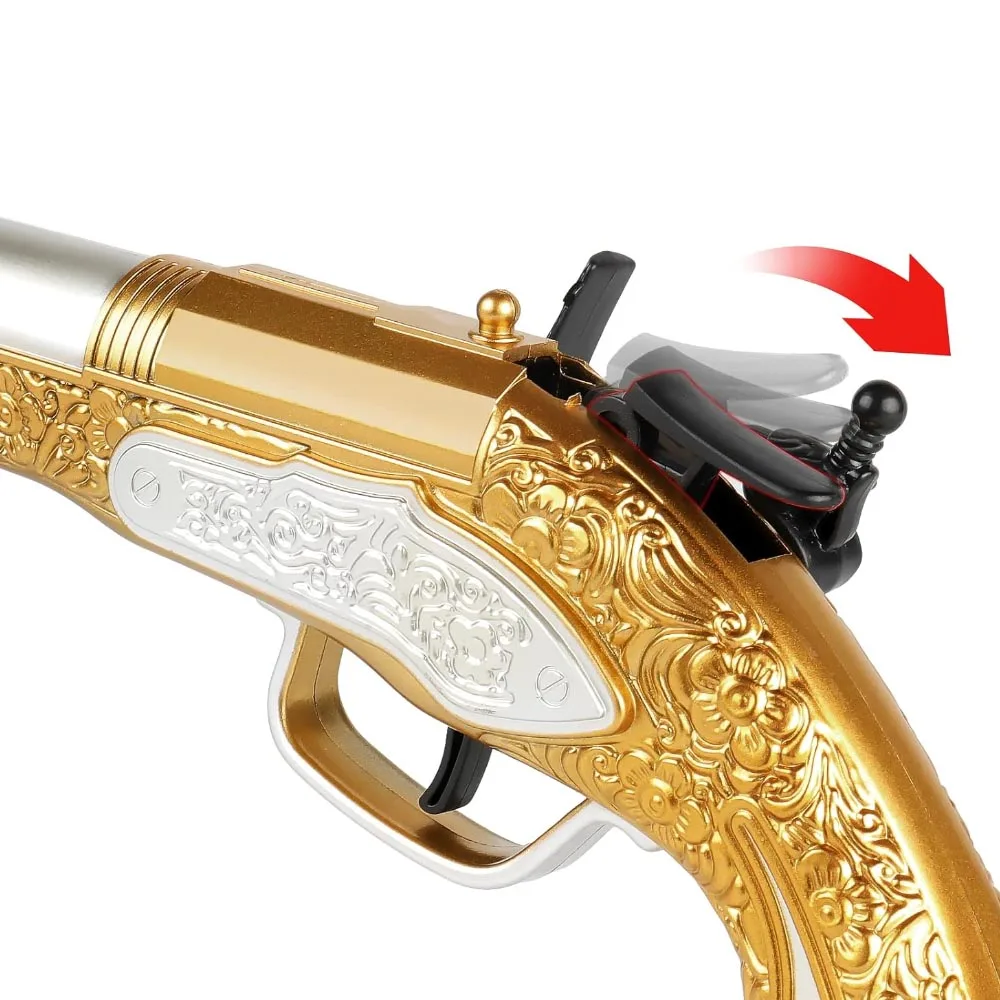 Golden Toy Gun Pistol For Kids Boys with Soft Foam Darts Bullets Cosplay Pirate Toys Dress Up Dropshiping 2