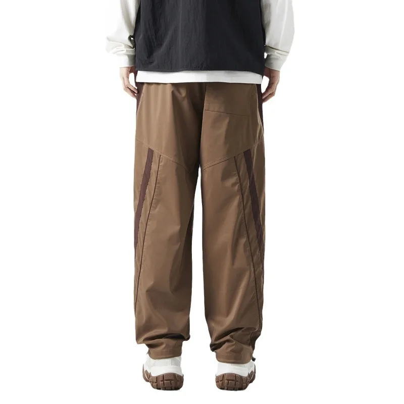 Men's sports trousers High Street Retro Splicing Striped Wide Leg Pants Outdoor Loose legged Casual Pants