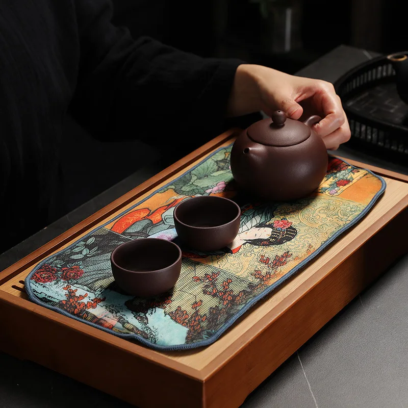 Rag kitchen tea towel kitchen cotton kung fu waterproof pad tea set dining bar strong absorbent cleaning towel tea towel