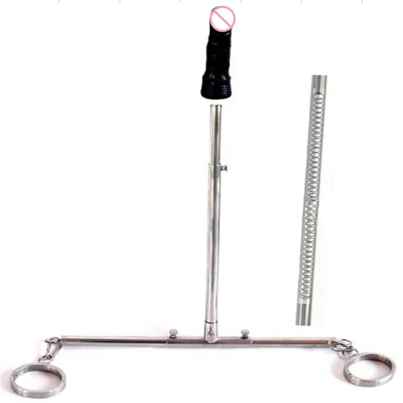 Stainless Steel Adjustable Spreader Bar Open Leg Devices Ankle Cuffs Dildo Anal Plug Restraints BDSM Bondage Sex Toys For Adults