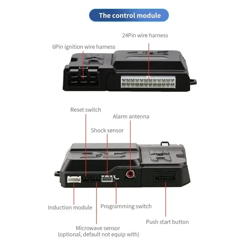 EASYGUARD EC207-M9 2웨이 차량 경보 시스템 (LCD 페이저 디스플레이, 푸시 스타트 버튼, 원격 시동 및 충격 경고 기능 포함)