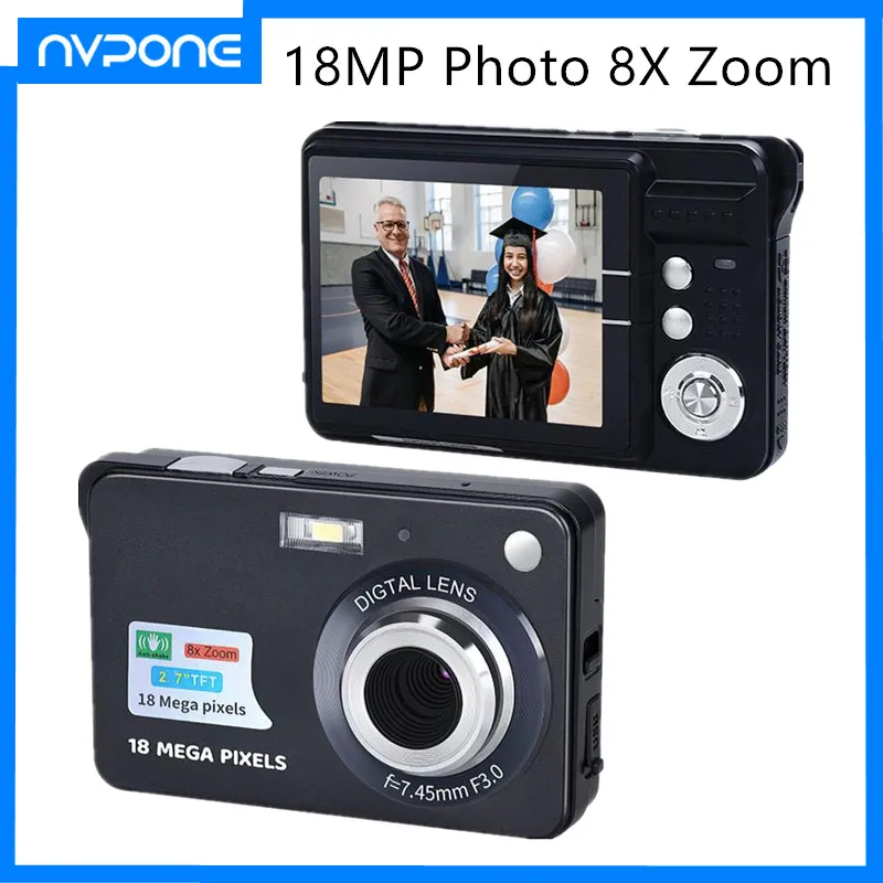 

18MP Photo 8X CMOS Micro Camera family Digital Camera Video recorder Camcorder Zoom Anti-shake 2.7 Inch Large 720P TFT Screen