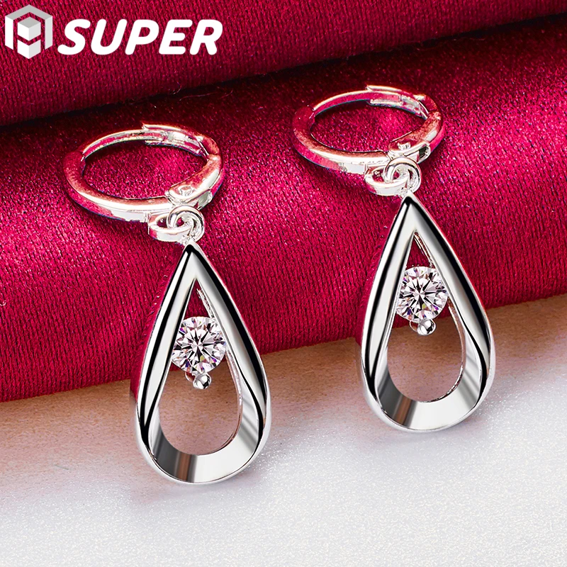 

925 Sterling Silver AAA Zircon Water Drop/Rain Drop Earrings Charm Women Jewelry Fashion Wedding Engagement Party Gift
