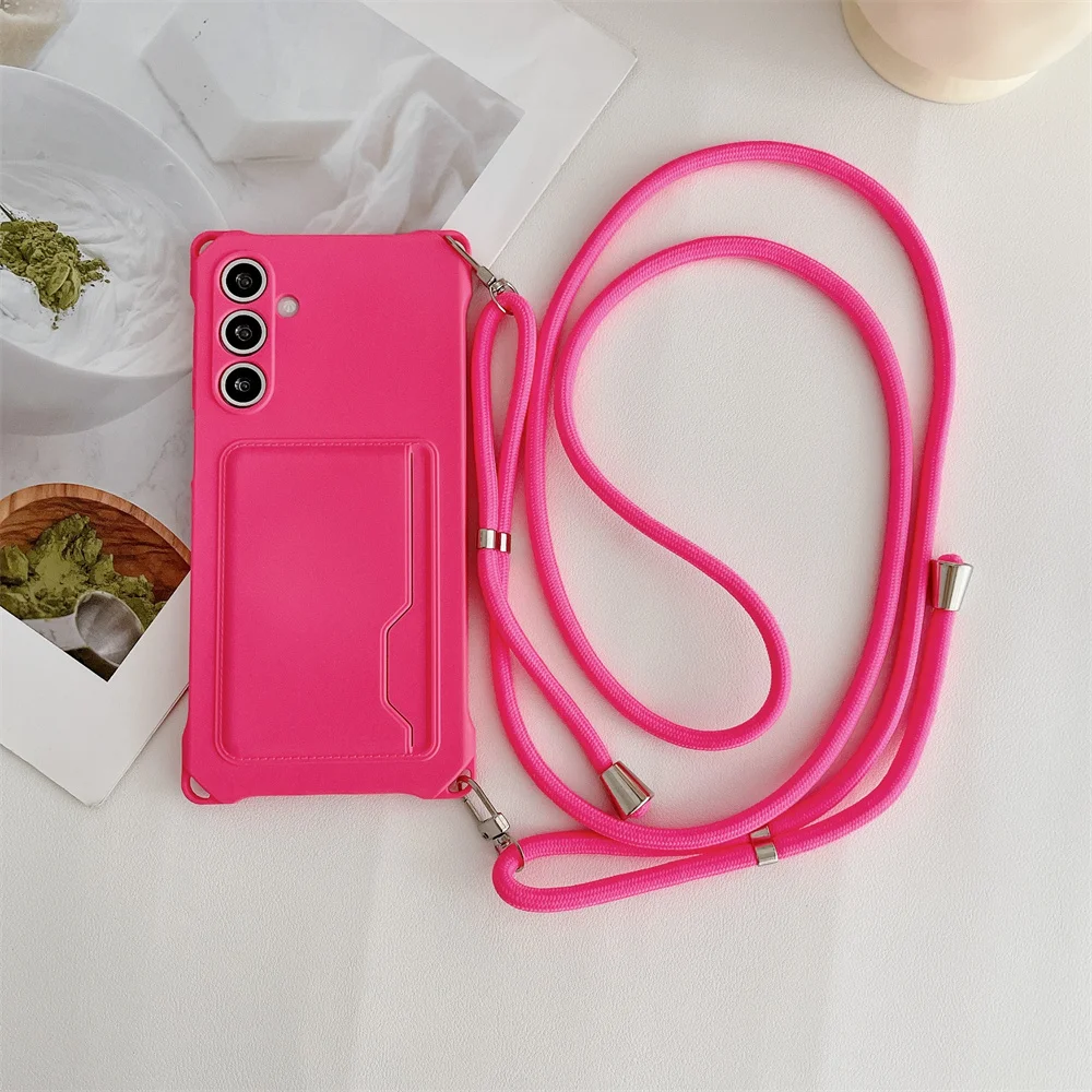 Versatile Crossbody Necklace Lanyard Phone Case with Card Slot Holder and Soft Cover