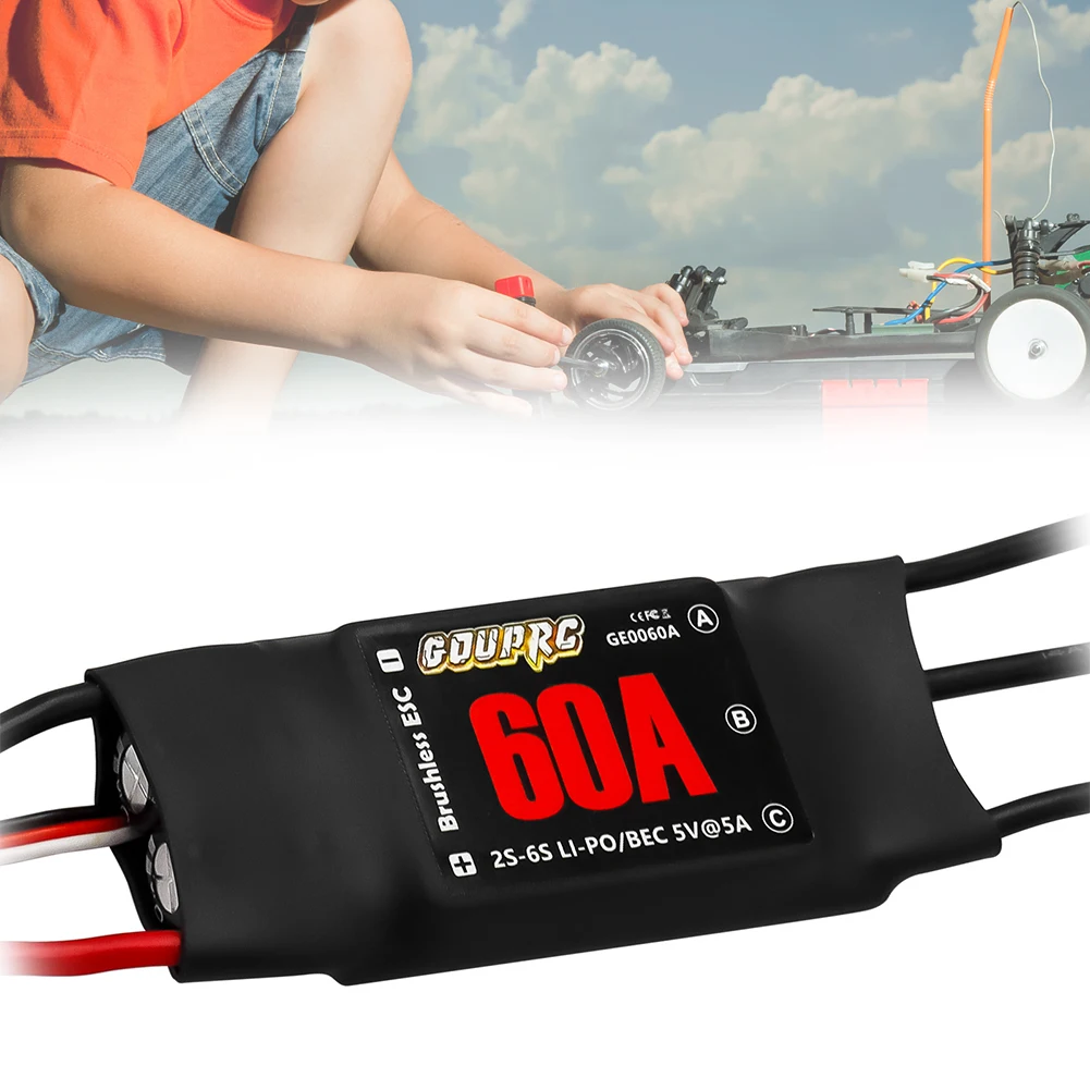 60A Brushless Electronic Controller 2-6S Electric Speed Controller with 5V/7A BEC & XT60 Plugs for RC Drone