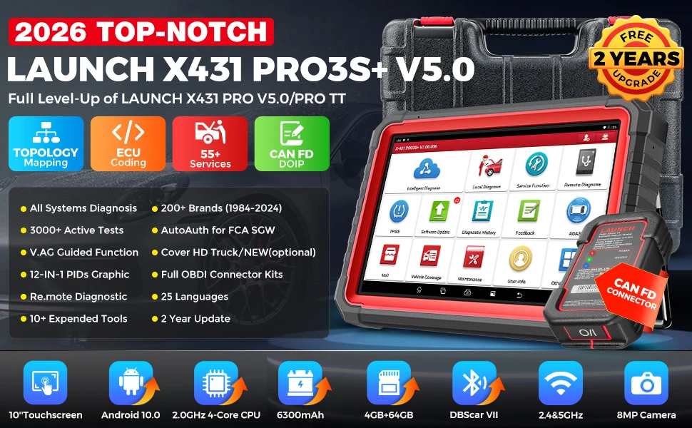 2026 LAUNCH X431 PRO3S+ V5.0 mit DBScar VII VCI, 10,1-Zoll Kfz-Diagnosegerät, Bidirektionales Scan-Tool, Topologie-Karte, ECU-Code, 55+ Servicefunktionen, Vollsystem, CANFD&DOIP, Auto-VIN-Scan, OBD OBD2 Scanner, 2 Jahre Kostenlose Updates – Detail 3