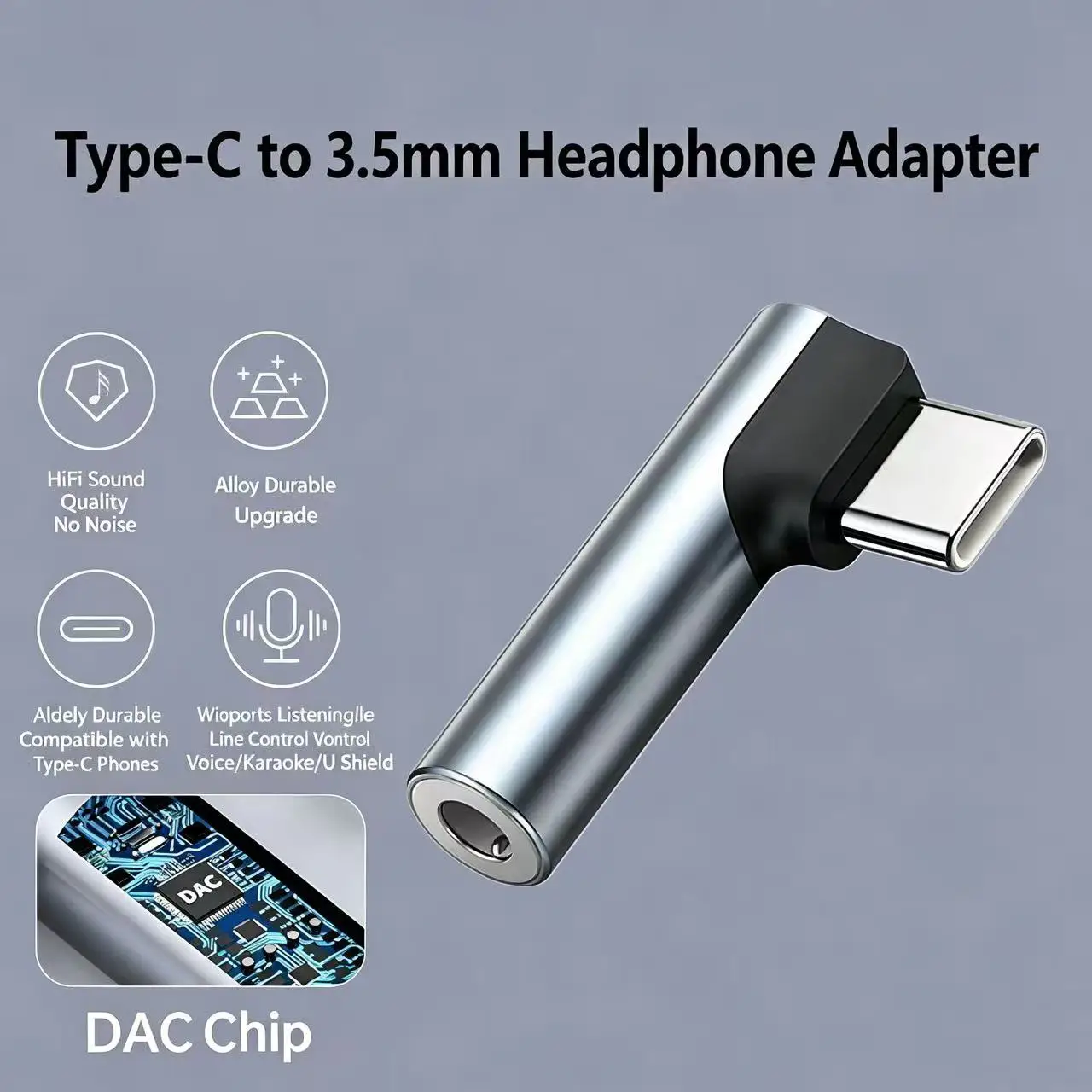 타입-C 오디오 어댑터 - 타입 C에서 3.5mm 헤드폰 어댑터로 변환, 타입 C 인터페이스 휴대폰에 적합