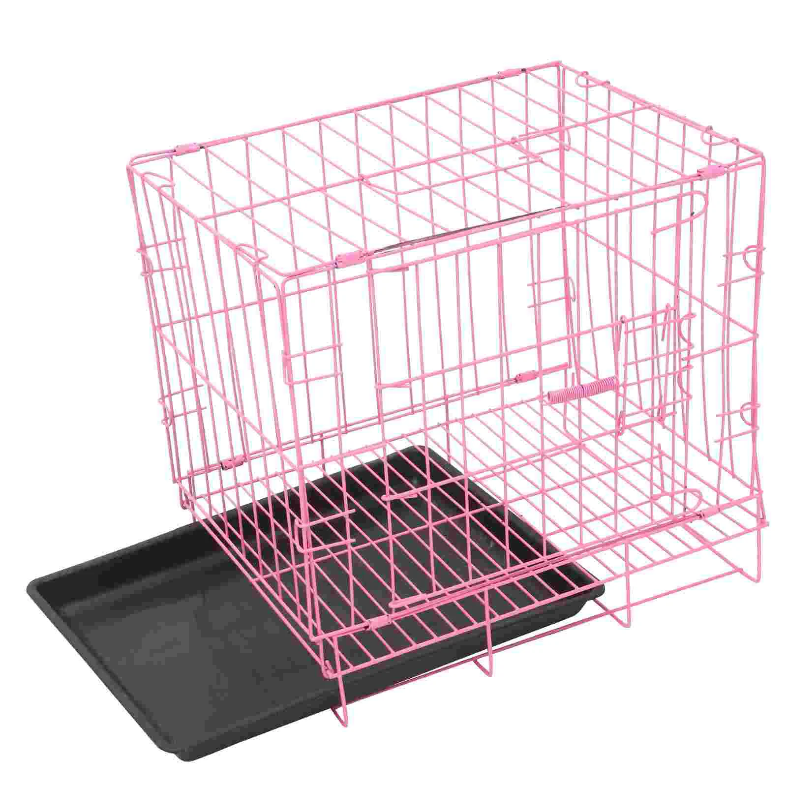 

1Pc Folding Metal Crates, Pets Crate Kennel Cage Foldable Crate Equipped with Replacement Tray for Cat Rabbit| 35x26x34cm,
