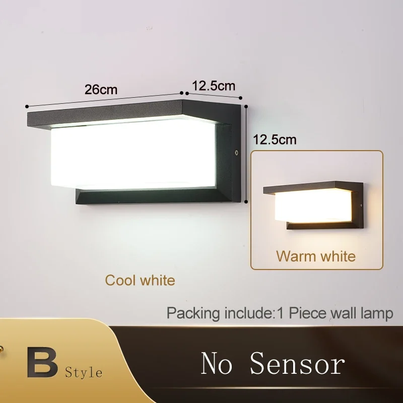 Luz exterior Luz de pared LED exterior de movimiento Iluminación de pared  exterior Lámpara de aluminio impermeable con alimentación de 24W Colco luz  de pared al aire libre del sensor