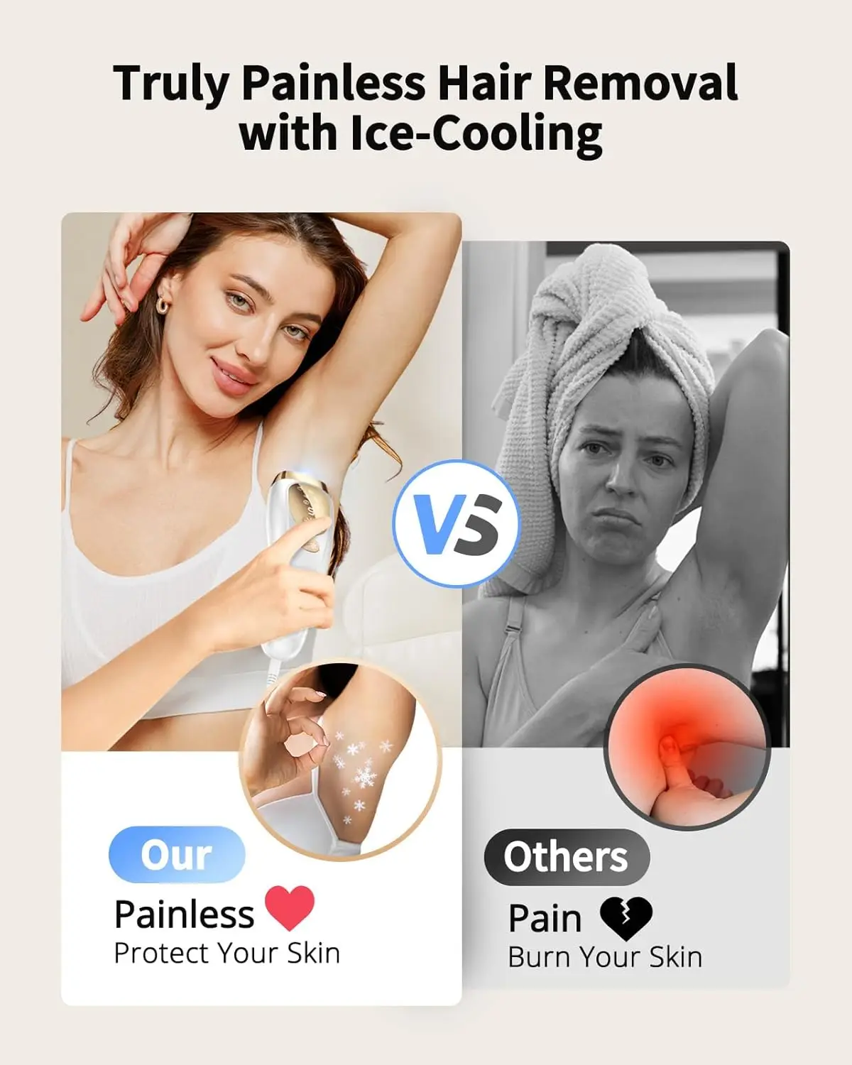Laser Hair Removal with Ice Cooling Care Function for Women Men Permanent,Unlimited Flashes Painless Epilator IPL Hair Remover 3