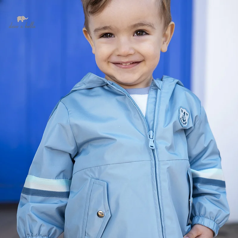 

Dave Bella Blue Baby Boy Coat Spring Pure Color Woven Clothes Hooded Long Sleeve Kid Children Jacket Outer DB1248292