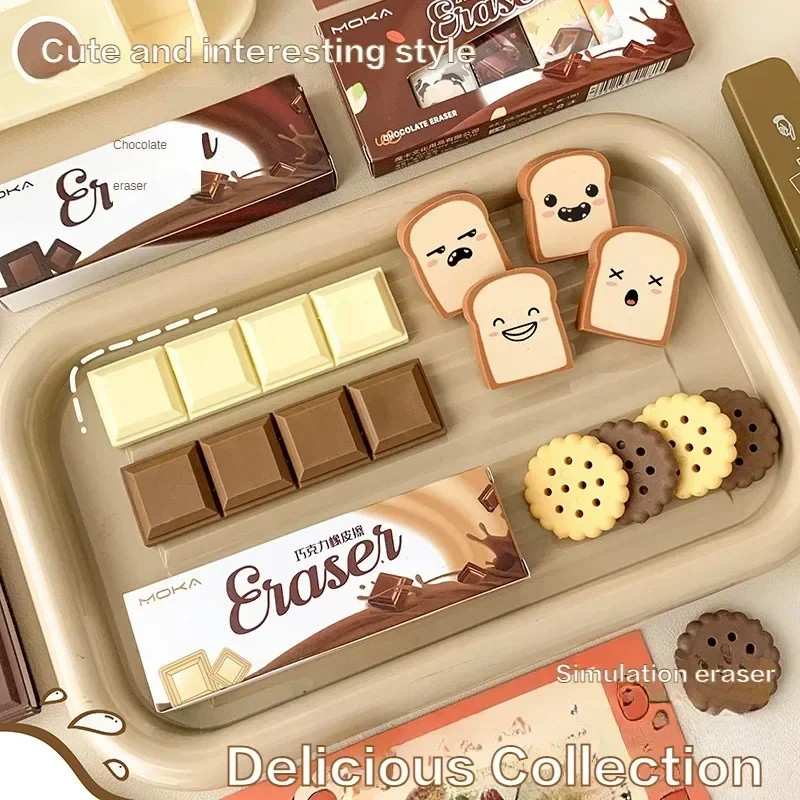 Cartoon Fun Snack Eraser Cookies Bread Chocolate Shape Eraser for Girls Gifts Students Stationery School Supplies pencil eraser,retractable eraser,kneadable eraser,biscuit eraser,plasticine eraser