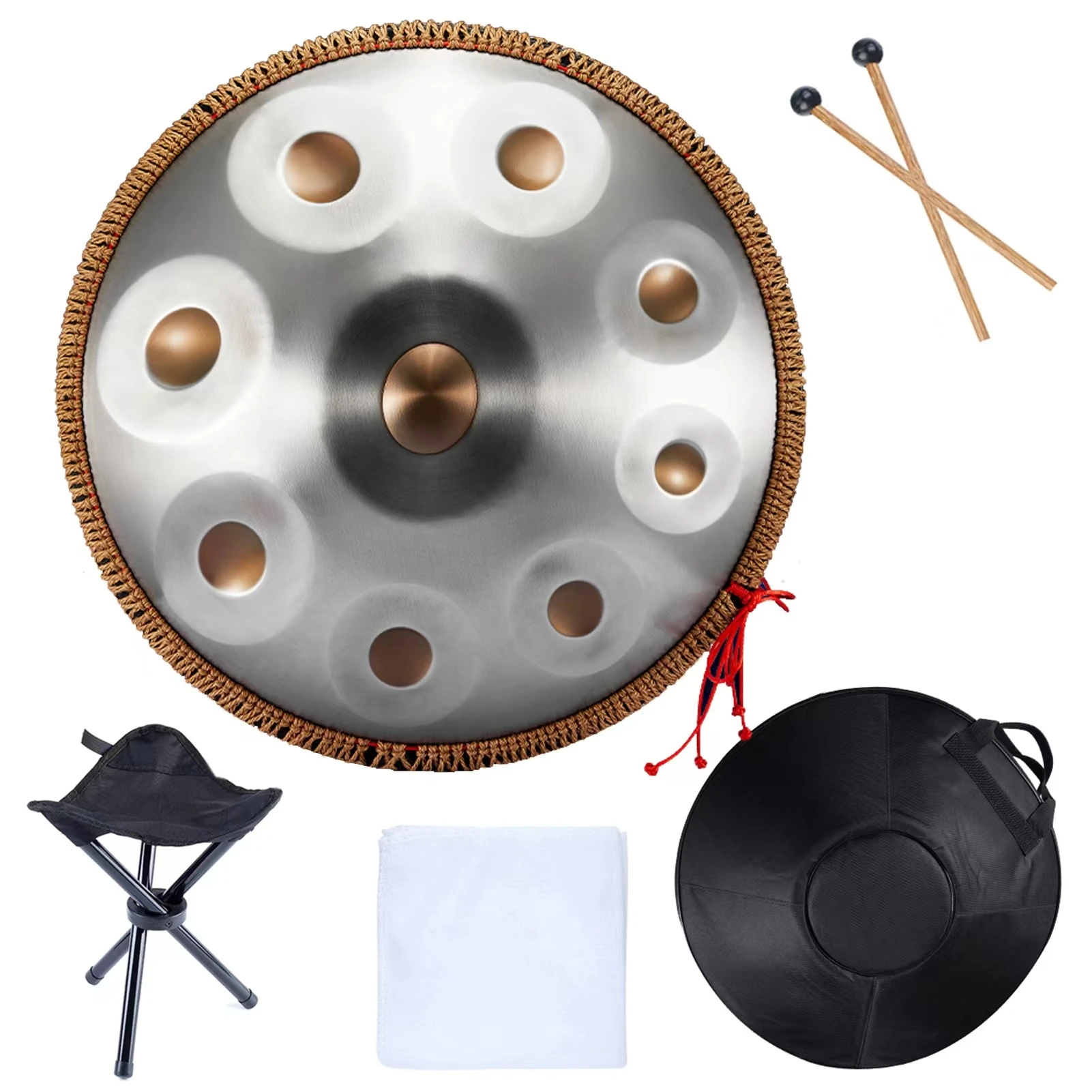 Aço Tongue Drum para Yoga Meditação, Handpan Instrumentos Musicais, 9 Notas, Sol Menor, 440HZ Pantam, 18 Polegada, Mão Pan, Meditação, Iniciante