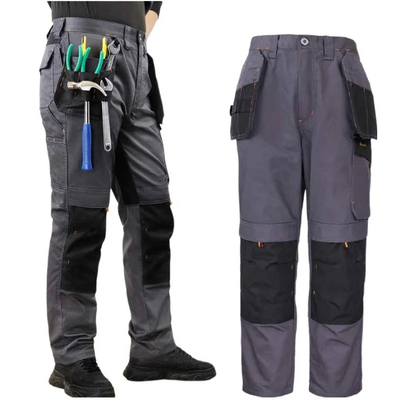 Men Multipurpose Casual Pants, Tactical Outdoor Stretch Pants, Wear-Resistant Pants, Electrician Worker Trousers With Leg Bag