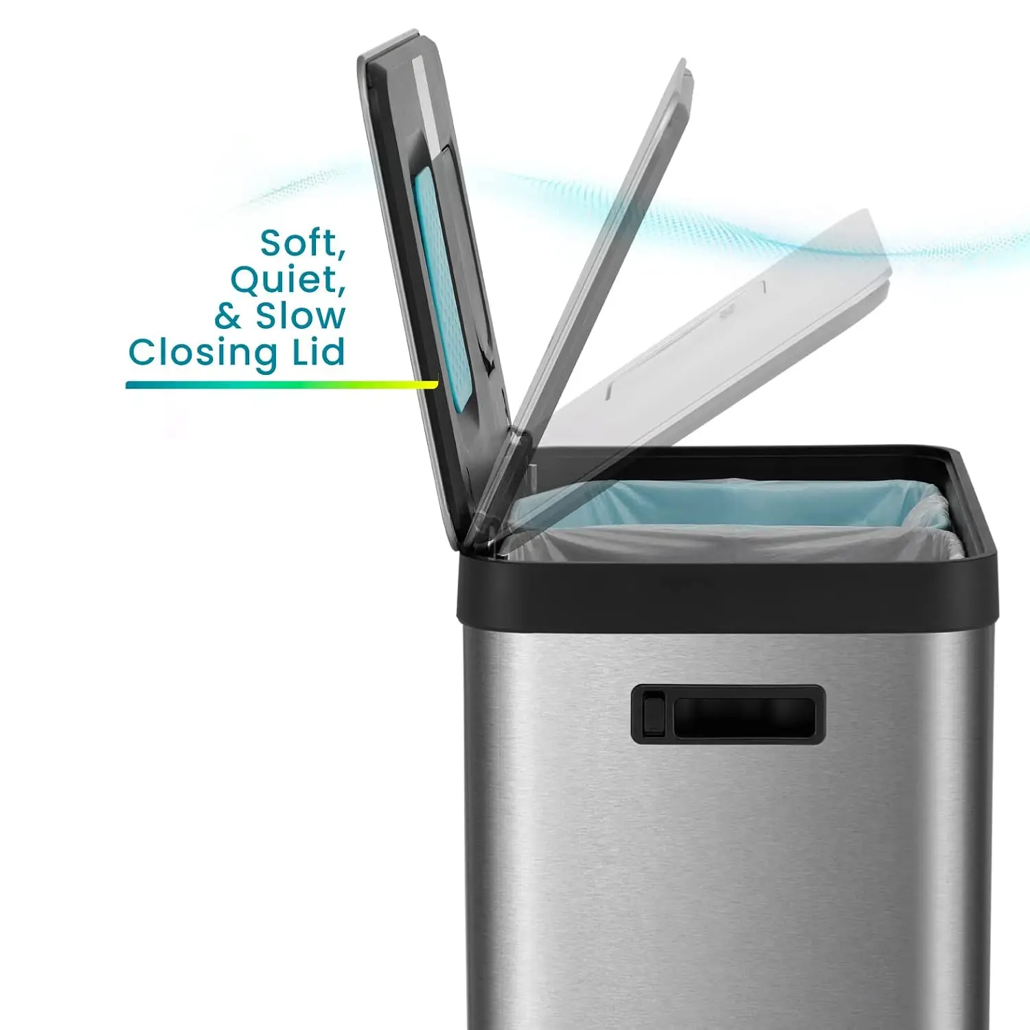 19 Gallon Kitchen Trash Can with Dual Compartments for Recycling, CleanAura Odor Control,Stainless Steel, Silver,70 Liters Total