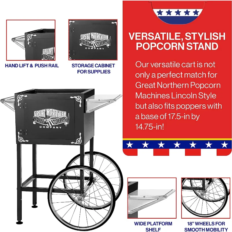 Popcorn Machine Stand and Storage on Wheels