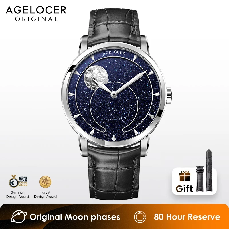 AGELOCER Original Astronomer Watch Blue Aventurine Dial Men's