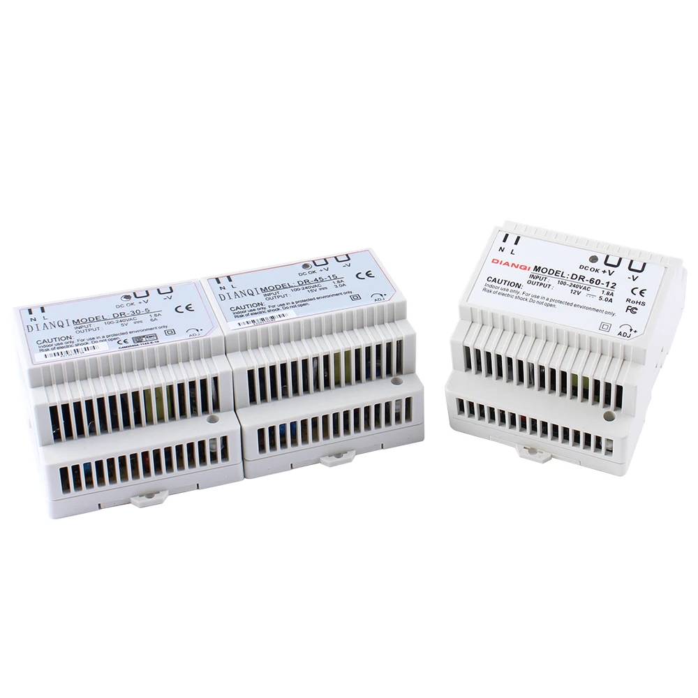 AC-DC 드라이버 전압 조정기 전원 공급 장치, DR-45 DR-30 DR-60W-12V 24V 15V 48V Din 레일 스위칭 전원 공급 장치