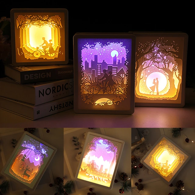 Creative Gift DIY Paper Art Lamp Bedside Decoration 3D Three-dimensional  Paper Light and Shadow Paper Carving Lamp Night Light - AliExpress