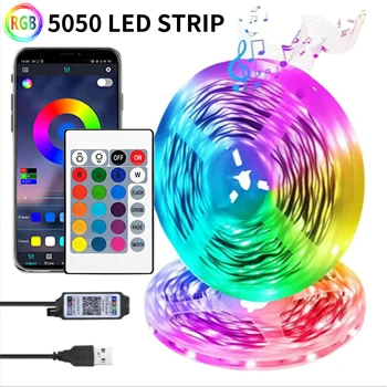 1-30M 5V USB Bluetooth LED bande lumineuse SMD 5050 5V RGB bande LED Flexible Bluetooth APP contrôle changement de couleur pour fond de télévision 1