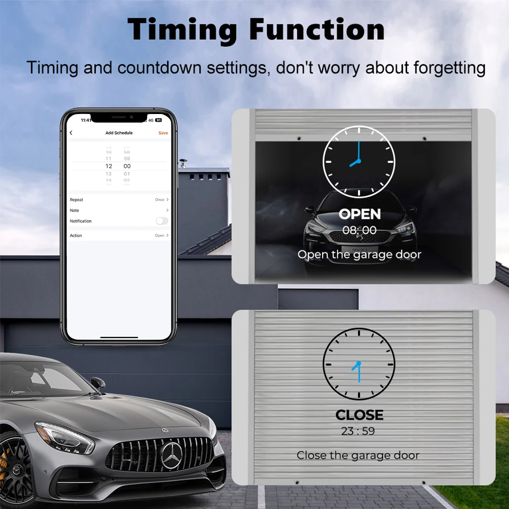 Smart Gate Opener ONENUO Tuya WiFi Switch Smart Garage Door Opener Controller Work with Alexa Echo Google Home Smart Life (Support DC5V 1A Adapter)