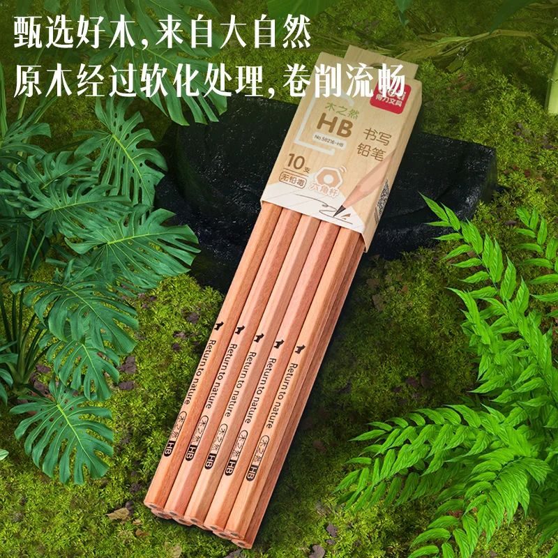 Eraser Pencil Writing Stationery Drawing Pencils DELI Natural Wooden 2B HB 10PCS Pack Black Lead Wood Writing Office School Stationery