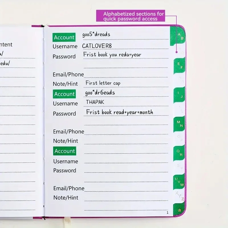 Password Book With Alphabetical Tabs-Internet Address & Password Keeper Logbook For Organization Notepad Notebook password book