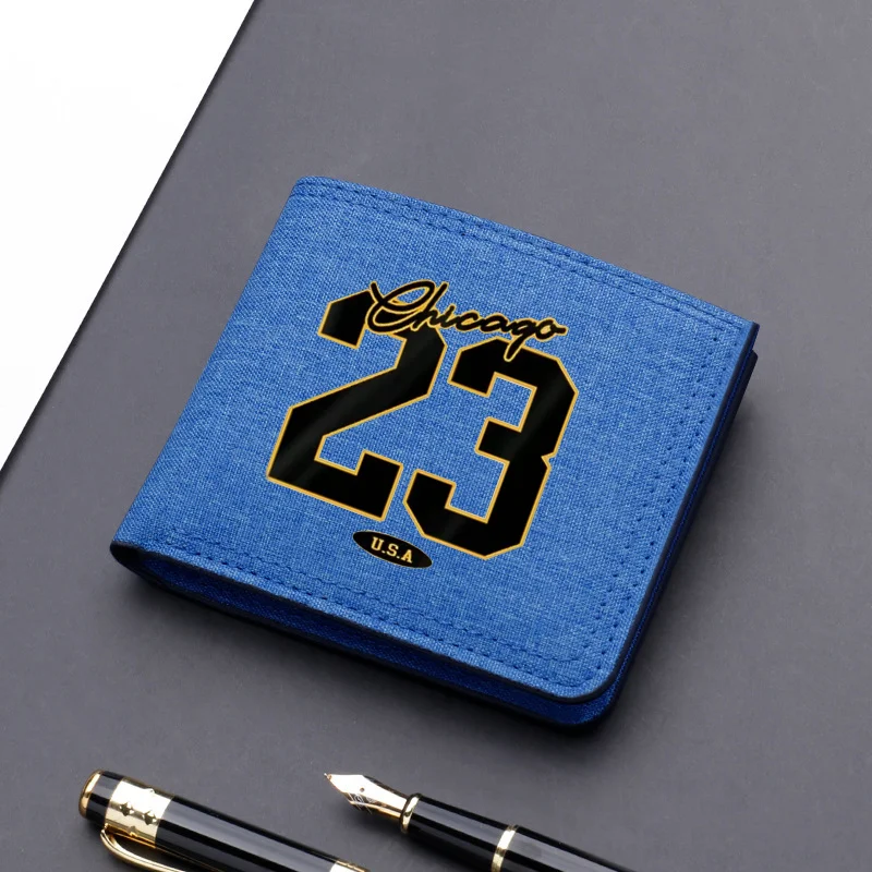 New 23 USA Art Letter Design Print Men's Short wallet With ID Window and Card Slots Purs Fashion Small Wallets