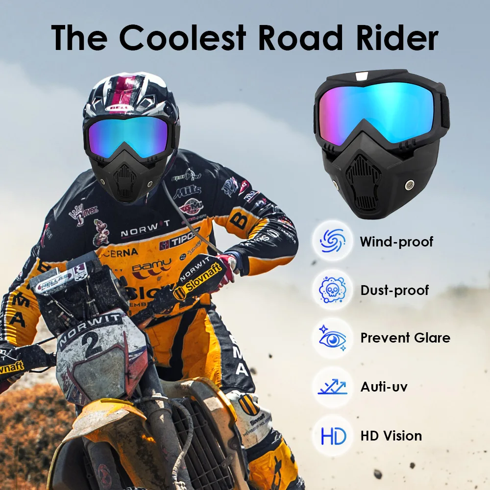Cycling Sunglasses Motocross Goggles Mask HD Glasses Eyewear