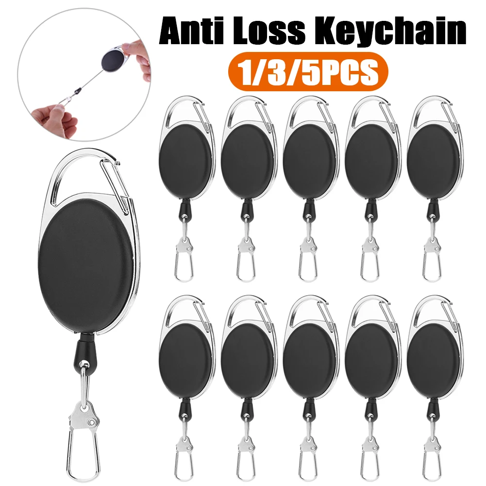 1/3/5Pcs Fly Fishing Key Ring Retractor Tool Retractable Keychain Reel Badge Holder Fishing Tackle Tool fishing accessories fishing tackle fishing tools retractable keychain