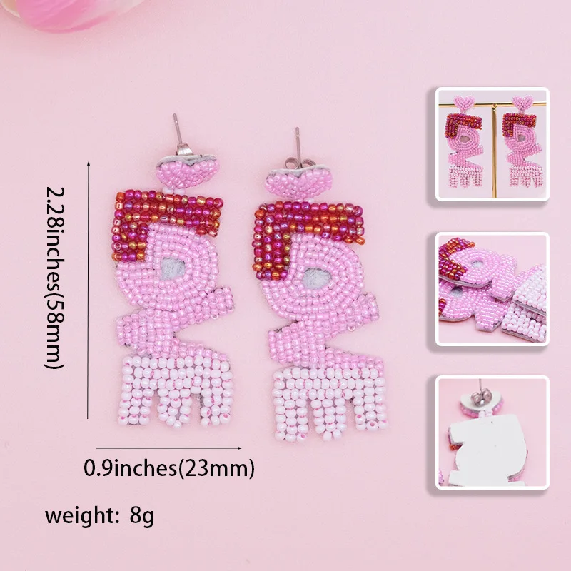 

Rice bead earrings Originality The letters LOVE Design Colour Hand knitting Bohemia Alloy Fashion Simple Beaded earrings