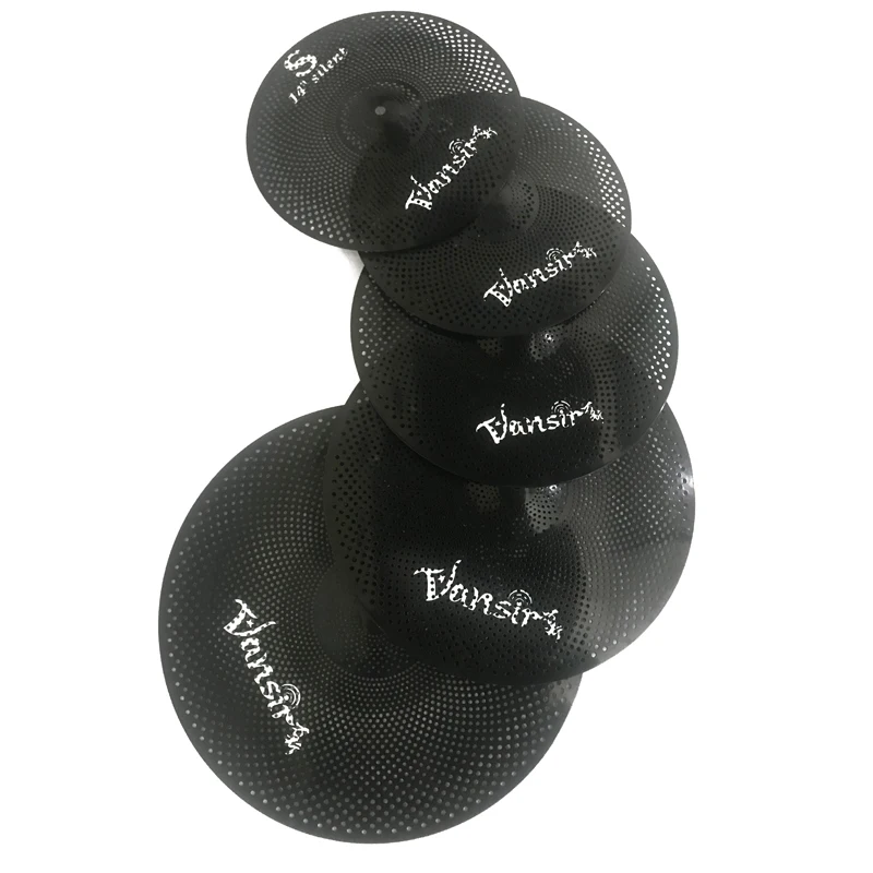 

Black Color Low Volume Cymbal set 5 Pieces Pack: 14HH+16C+18C+20R For Practice