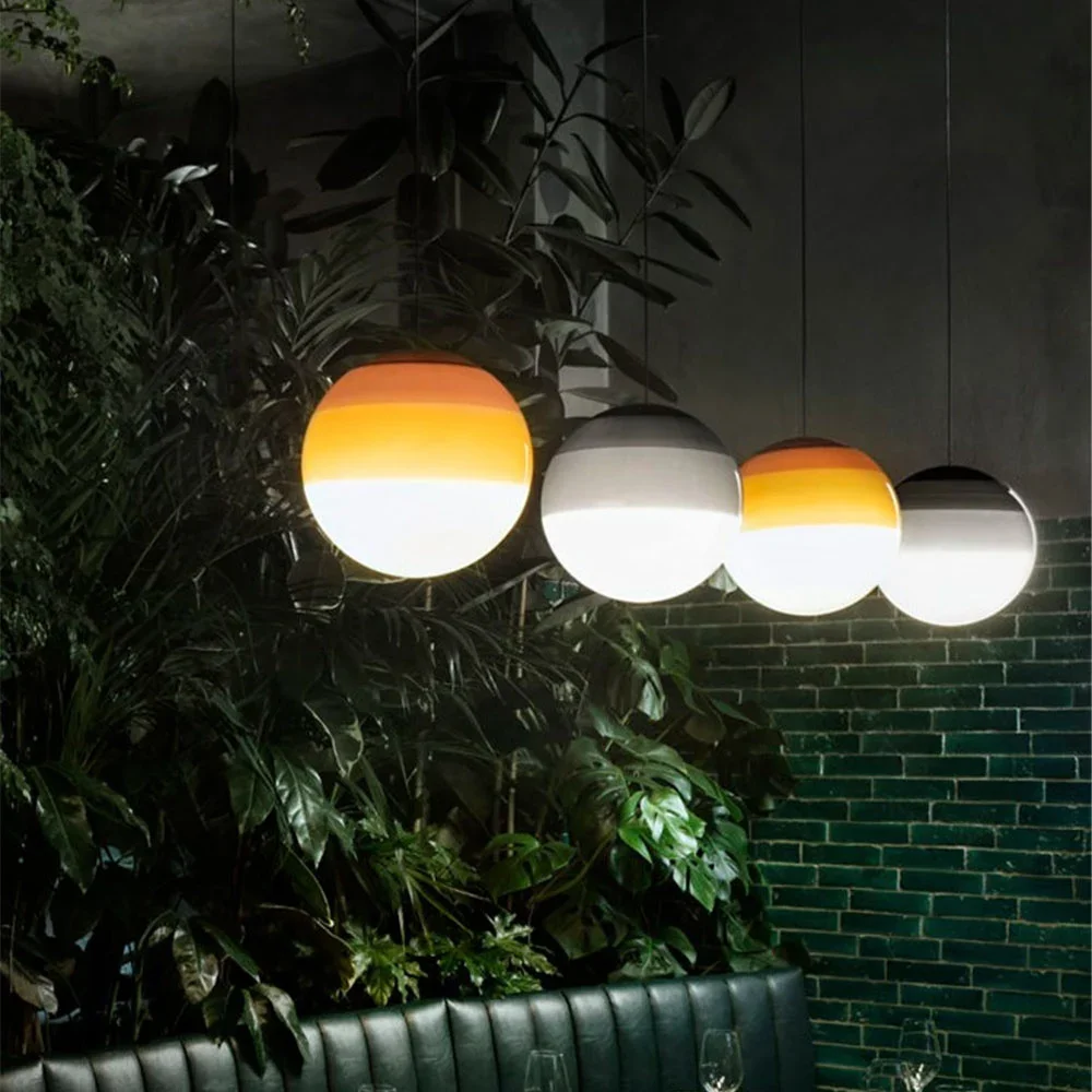 Градиентные красочные минималистичные подвесные светильники со стеклянным шариком, подвесные люстры, освещение для ресторана, столовой, декоративные подвесные светильники